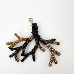 Beaded Coral-Shaped Pendant Charm Brown Gold